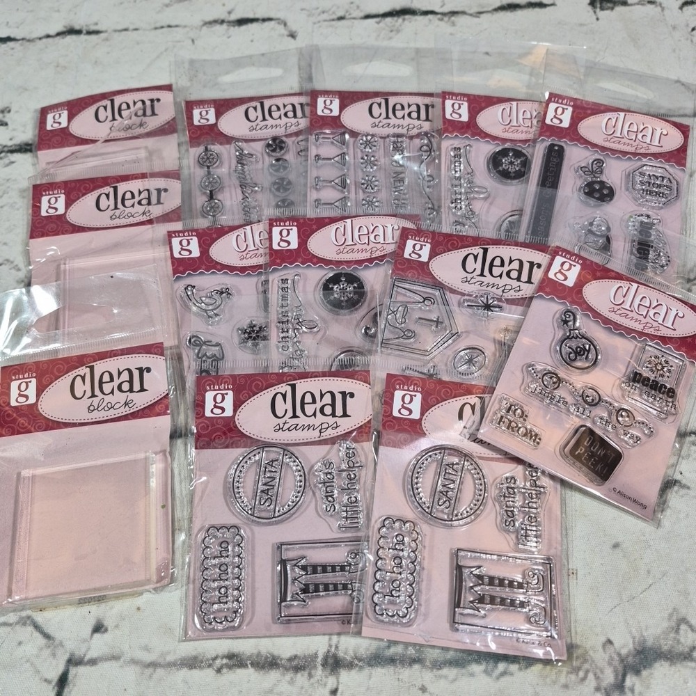 Studio G Clear Rubber Mini Stamps Christmas Lot Of 10 Packs With 3 Blocks New‎